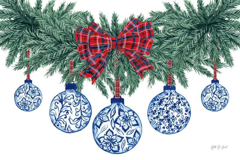 Holiday Tartan and Chinoiserie I by Yvette St. Amant. SKU 102441i. Archival Giclee Fine art print for wall decor.