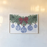 Holiday Tartan and Chinoiserie I by Yvette St. Amant. shown as a paper print in a white frame. Available as a archival giclee rolled canvas, fine art paper, or poster print. SKU 102441i.