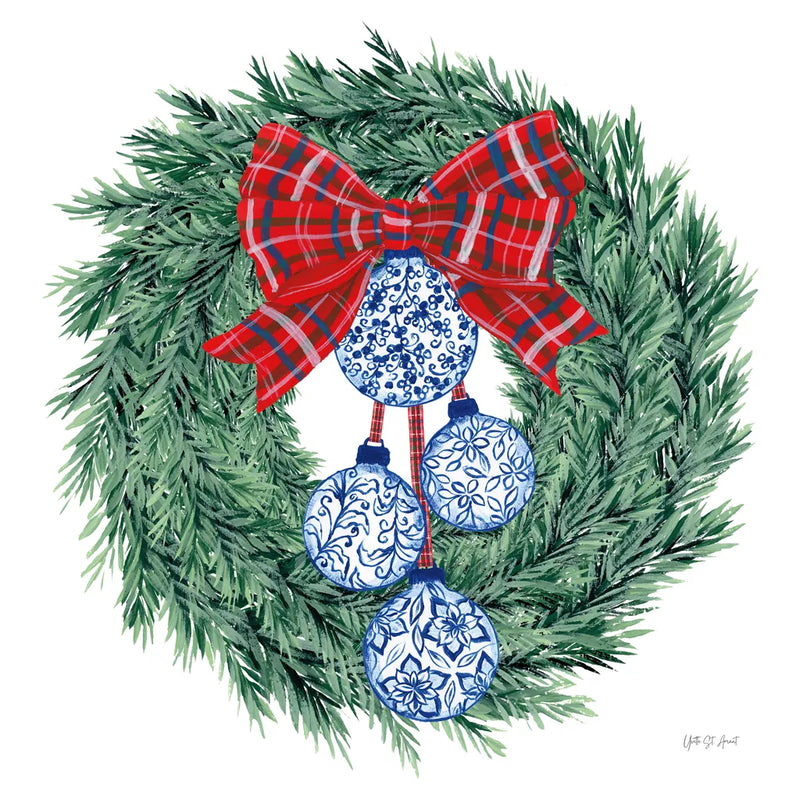 Holiday Tartan and Chinoiserie II by Yvette St. Amant. SKU 102442a. Archival Giclee Fine art print for wall decor.