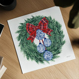 Holiday Tartan and Chinoiserie II by Yvette St. Amant. Shown as a detailed flat fine art print, highlighting archival giclee quality. Available as an archival giclee rolled canvas, fine art paper, or poster print. SKU 102442a.