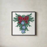 Holiday Tartan and Chinoiserie III by Yvette St. Amant. Shown in a sleek black glass frame for a contemporary gallery look. Available as an archival giclee rolled canvas, fine art paper, or poster print. SKU 102443a.