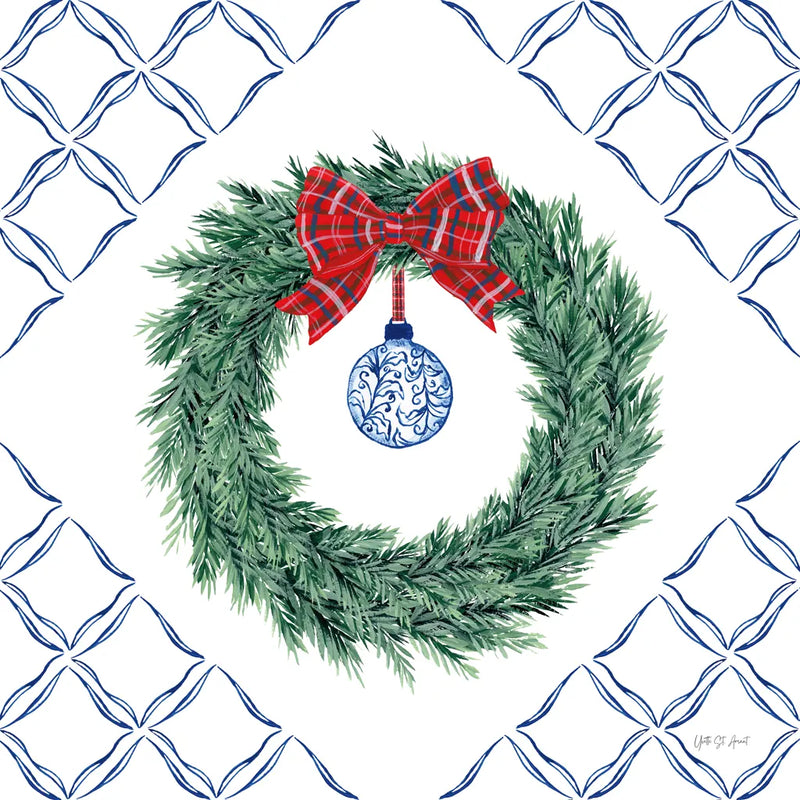 Holiday Tartan and Chinoiserie IV by Yvette St. Amant. SKU 102444a. Archival Giclee Fine art print for wall decor.