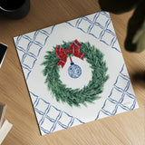 Holiday Tartan and Chinoiserie IV by Yvette St. Amant. Shown as a detailed flat fine art print, highlighting archival giclee quality. Available as an archival giclee rolled canvas, fine art paper, or poster print. SKU 102444a.