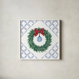Holiday Tartan and Chinoiserie IV by Yvette St. Amant. Shown in a crisp white glass frame for a clean and minimalist style. Available as an archival giclee rolled canvas, fine art paper, or poster print. SKU 102444a.