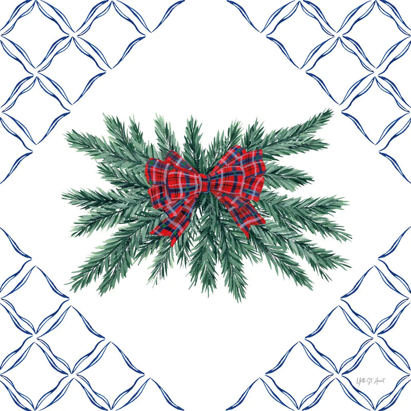Holiday Tartan and Chinoiserie V by Yvette St. Amant. SKU 102445a. Archival Giclee Fine art print for wall decor.