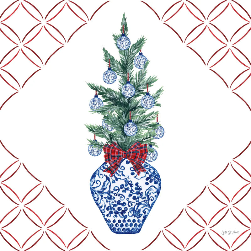 Holiday Tartan and Chinoiserie VI by Yvette St. Amant. SKU 102446a. Archival Giclee Fine art print for wall decor.