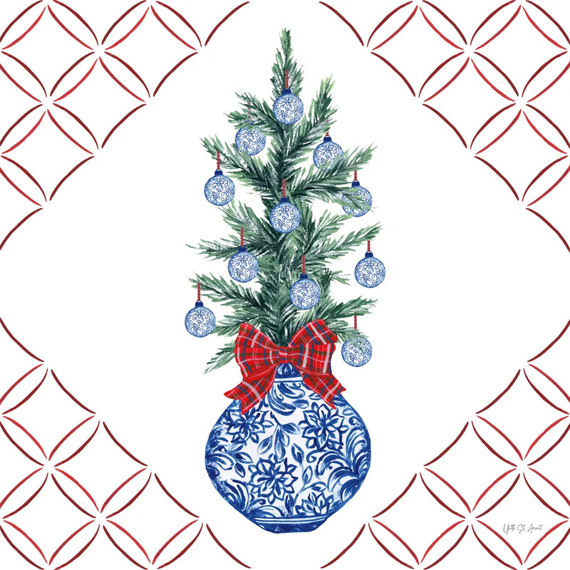 Holiday Tartan and Chinoiserie VII by Yvette St. Amant. SKU 102447a. Archival Giclee Fine art print for wall decor.