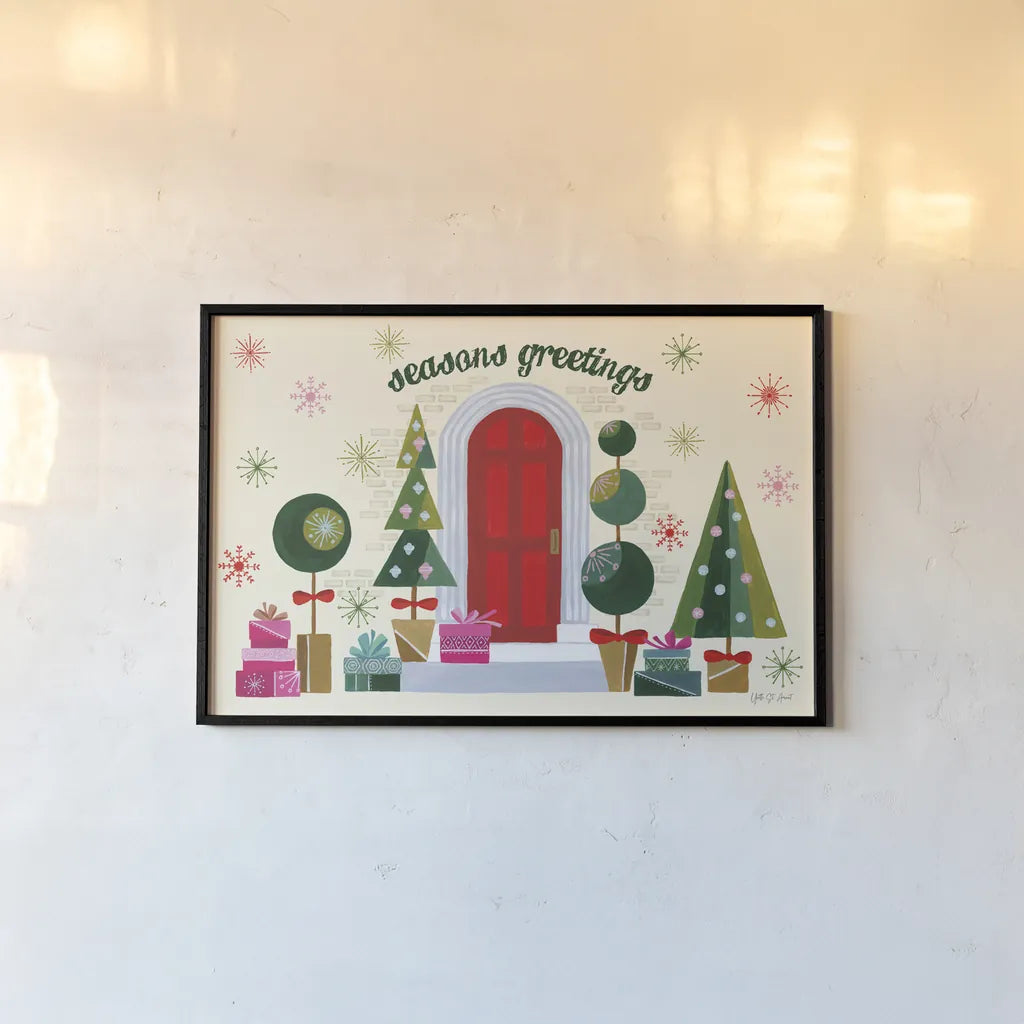 Home for the Holidays I by Yvette St. Amant. shown as a paper print in a black flame. Available as a archival giclee rolled canvas, fine art paper, or poster print. SKU 95351i.