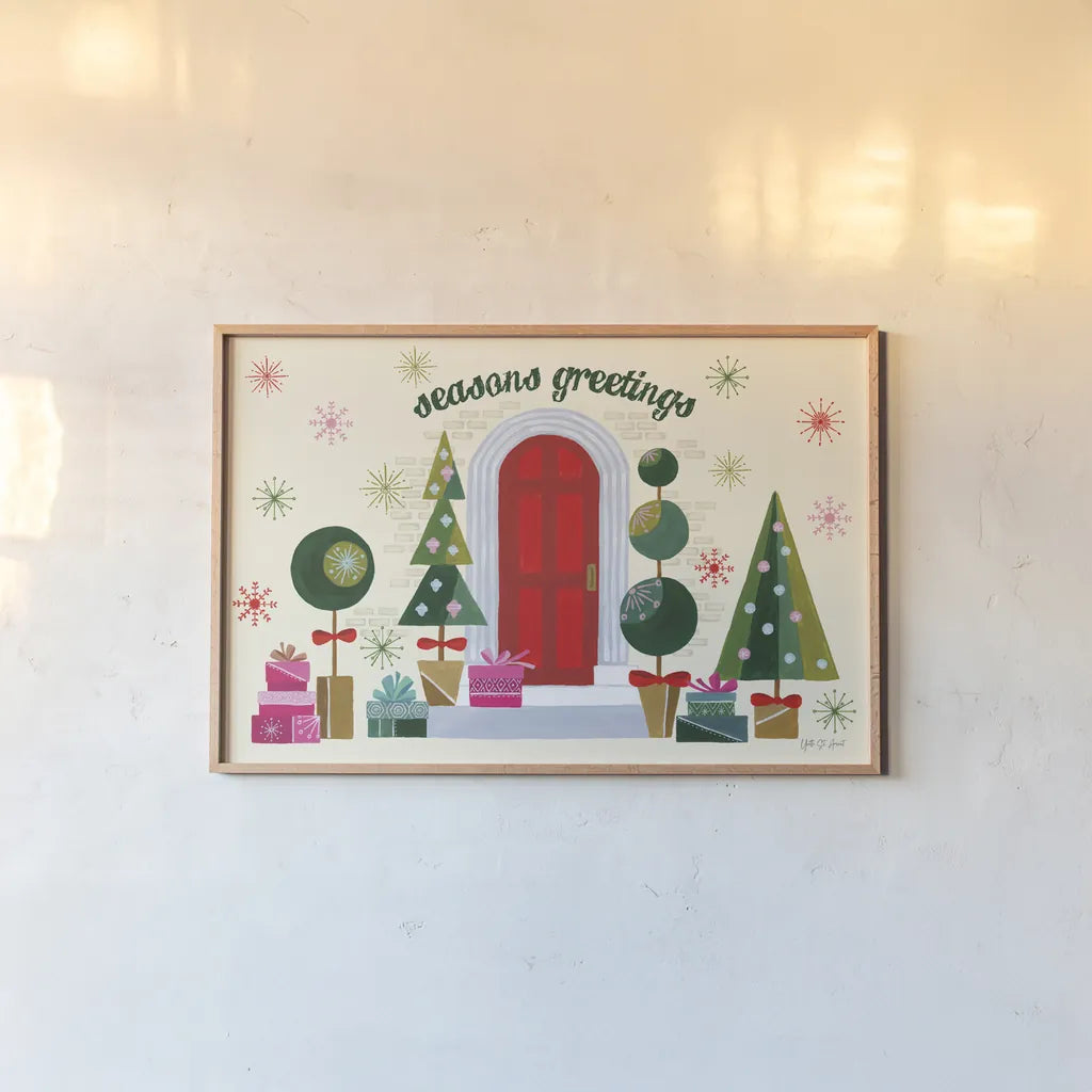 Home for the Holidays I by Yvette St. Amant. shown as a paper print in a natural frame. Available as a archival giclee rolled canvas, fine art paper, or poster print. SKU 95351i.