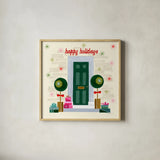 Home for the Holidays V by Yvette St. Amant. Shown in a natural wood glass frame for a timeless modern aesthetic. Available as an archival giclee rolled canvas, fine art paper, or poster print. SKU 95355a.