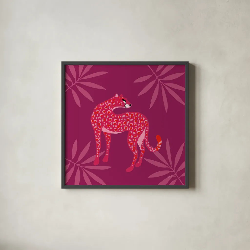 In the Jungle I by Yvette St. Amant. Shown in a sleek black glass frame for a contemporary gallery look. Available as an archival giclee rolled canvas, fine art paper, or poster print. SKU 97334a.