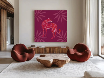 In the Jungle I by Yvette St. Amant. Shown as extra-large giant wall art in a modern living room. Available as an archival giclee rolled canvas, fine art paper, or poster print. SKU 97334a.