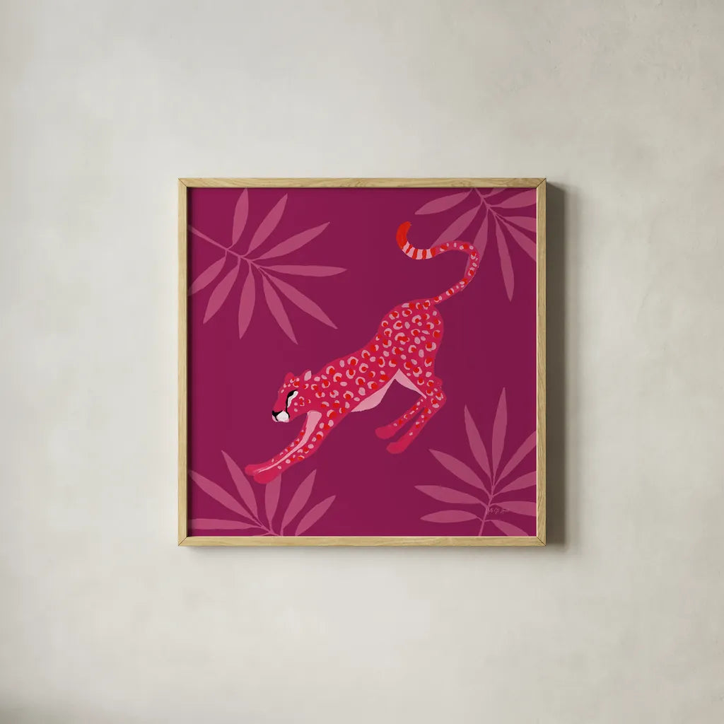 In the Jungle II by Yvette St. Amant. Shown in a natural wood glass frame for a timeless modern aesthetic. Available as an archival giclee rolled canvas, fine art paper, or poster print. SKU 97335a.