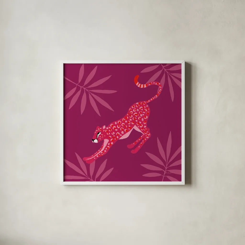 In the Jungle II by Yvette St. Amant. Shown in a crisp white glass frame for a clean and minimalist style. Available as an archival giclee rolled canvas, fine art paper, or poster print. SKU 97335a.