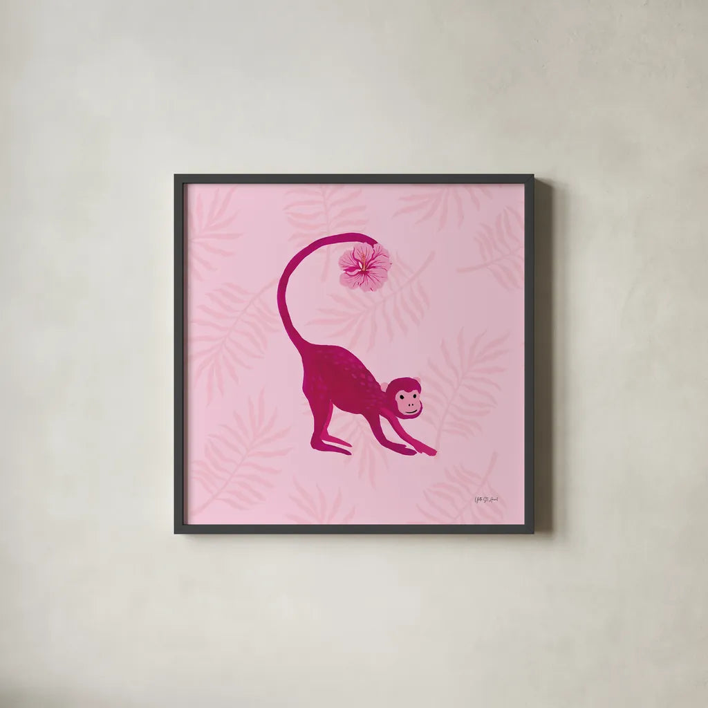 In the Jungle III by Yvette St. Amant. Shown in a sleek black glass frame for a contemporary gallery look. Available as an archival giclee rolled canvas, fine art paper, or poster print. SKU 97336a.