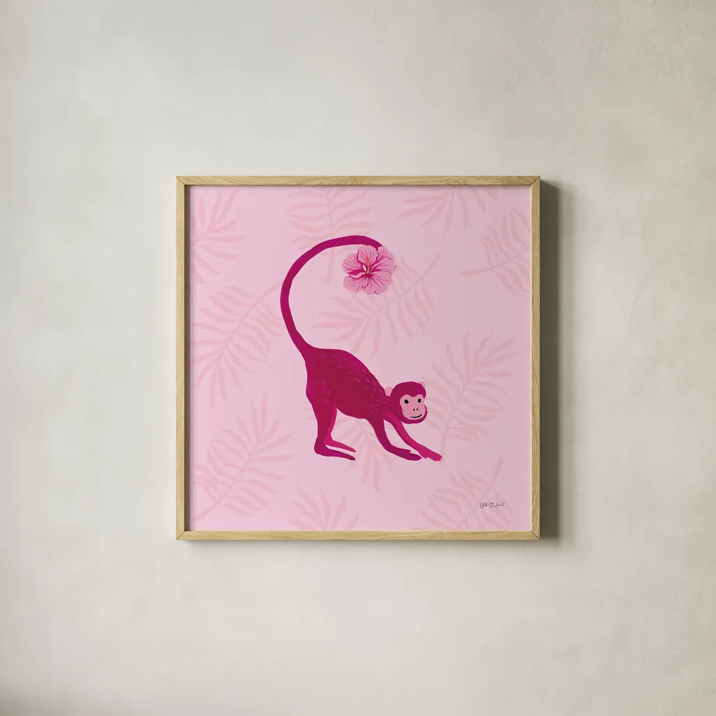 In the Jungle III by Yvette St. Amant. Shown in a natural wood glass frame for a timeless modern aesthetic. Available as an archival giclee rolled canvas, fine art paper, or poster print. SKU 97336a.