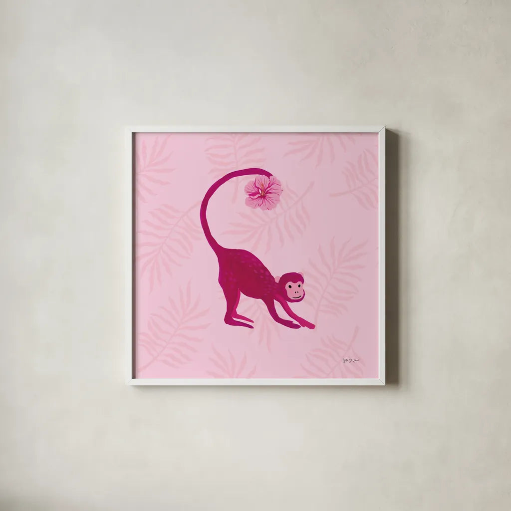 In the Jungle III by Yvette St. Amant. Shown in a crisp white glass frame for a clean and minimalist style. Available as an archival giclee rolled canvas, fine art paper, or poster print. SKU 97336a.