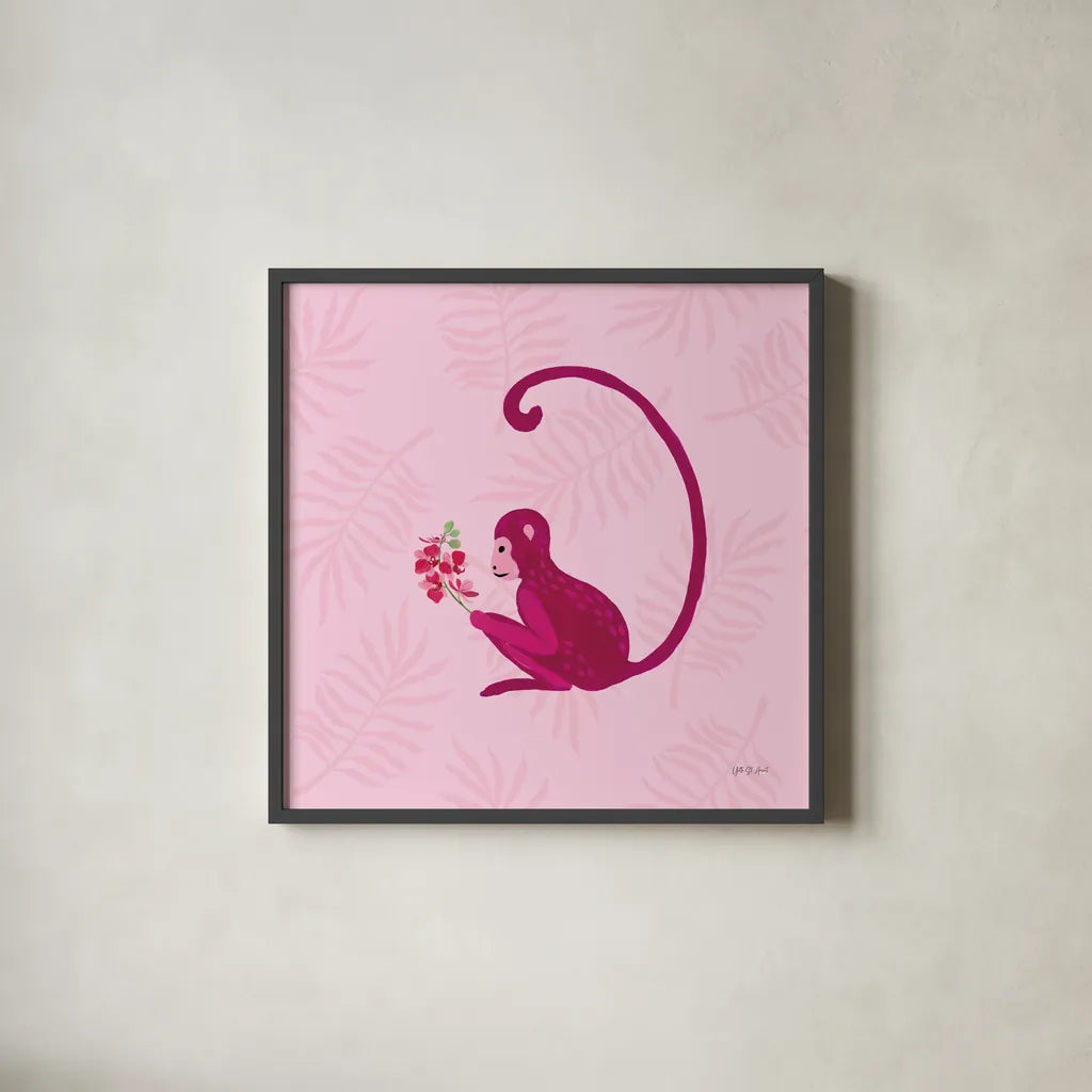 In the Jungle IV by Yvette St. Amant. Shown in a sleek black glass frame for a contemporary gallery look. Available as an archival giclee rolled canvas, fine art paper, or poster print. SKU 97337a.