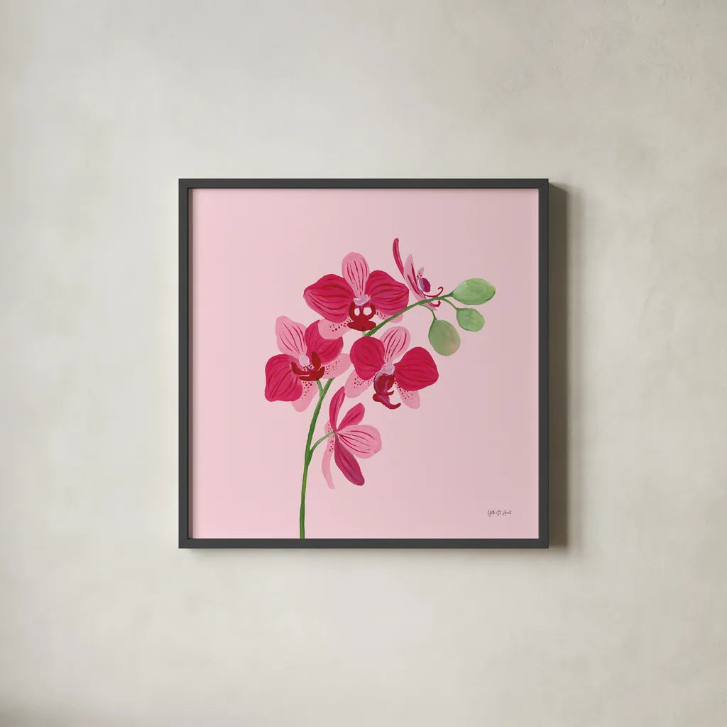 In the Jungle V by Yvette St. Amant. Shown in a sleek black glass frame for a contemporary gallery look. Available as an archival giclee rolled canvas, fine art paper, or poster print. SKU 97338a.