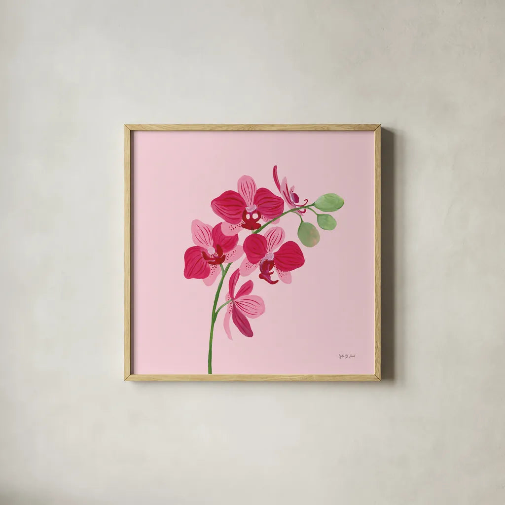 In the Jungle V by Yvette St. Amant. Shown in a natural wood glass frame for a timeless modern aesthetic. Available as an archival giclee rolled canvas, fine art paper, or poster print. SKU 97338a.