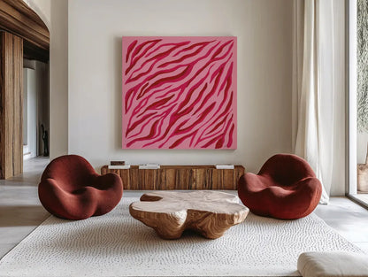 In the Jungle VIII by Yvette St. Amant. Shown as extra-large giant wall art in a modern living room. Available as an archival giclee rolled canvas, fine art paper, or poster print. SKU 97341a.