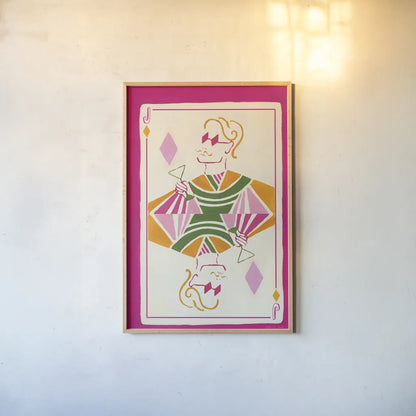 Jack of Diamonds by Yvette St. Amant. shown as a paper print in a natural frame. Available as a archival giclee rolled canvas, fine art paper, or poster print. SKU 93250h.