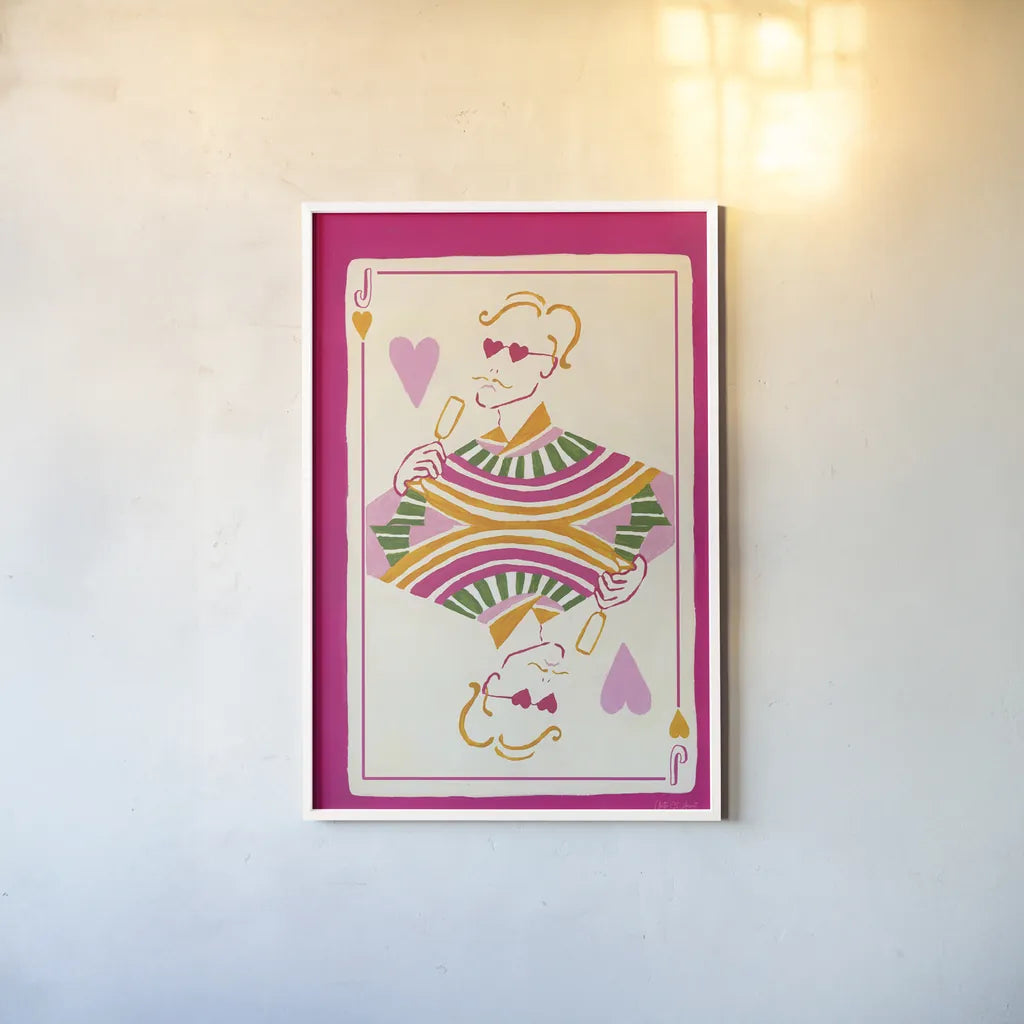 Jack of Hearts by Yvette St. Amant. shown as a paper print in a white frame. Available as a archival giclee rolled canvas, fine art paper, or poster print. SKU 93251h.