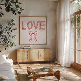 Keepsake Valentine III by Yvette St. Amant. Shown in a natural wood frame in a cozy modern living room. Available as an archival giclee rolled canvas, fine art paper, or poster print. SKU 96759a.