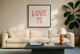 Keepsake Valentine III by Yvette St. Amant. Displayed in a glass frame with matte in a clean modern living room. Available as an archival giclee rolled canvas, fine art paper, or poster print. SKU 96759a.