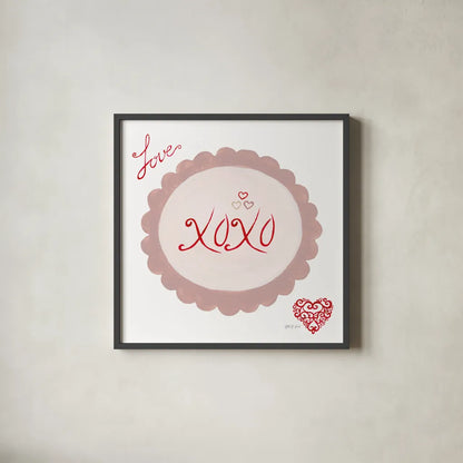 Keepsake Valentine IX by Yvette St. Amant. Shown in a sleek black glass frame for a contemporary gallery look. Available as an archival giclee rolled canvas, fine art paper, or poster print. SKU 96765a.