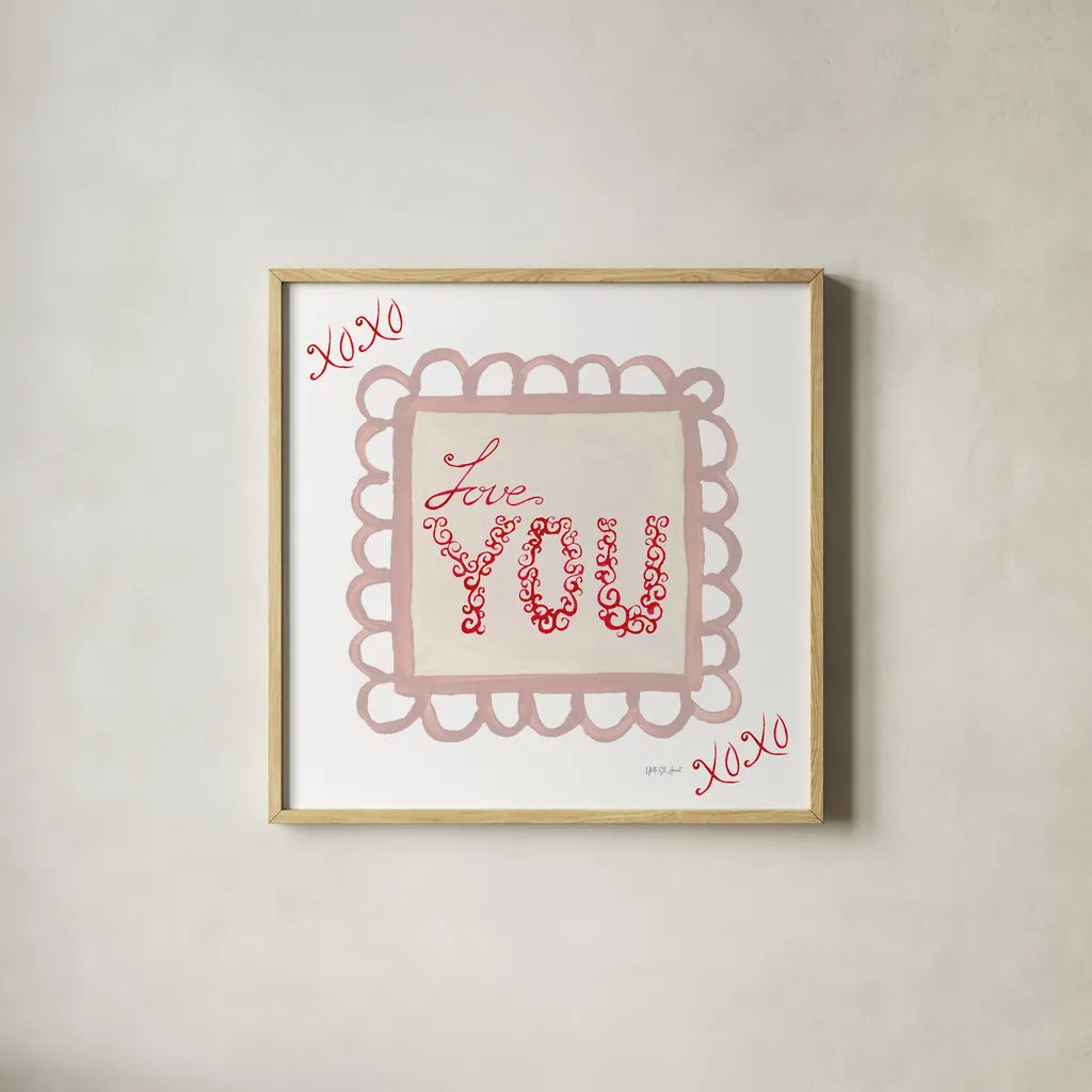 Keepsake Valentine VIII by Yvette St. Amant. Shown in a natural wood glass frame for a timeless modern aesthetic. Available as an archival giclee rolled canvas, fine art paper, or poster print. SKU 96764a.