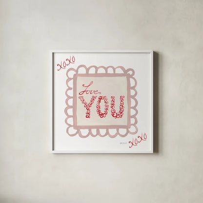 Keepsake Valentine VIII by Yvette St. Amant. Shown in a crisp white glass frame for a clean and minimalist style. Available as an archival giclee rolled canvas, fine art paper, or poster print. SKU 96764a.