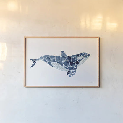 Killer Whale by Yvette St. Amant. shown as a paper print in a natural frame. Available as a archival giclee rolled canvas, fine art paper, or poster print. SKU 90115i.