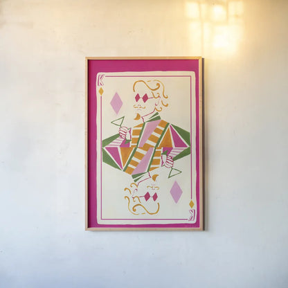 King of Diamonds by Yvette St. Amant. shown as a paper print in a natural frame. Available as a archival giclee rolled canvas, fine art paper, or poster print. SKU 93252h.