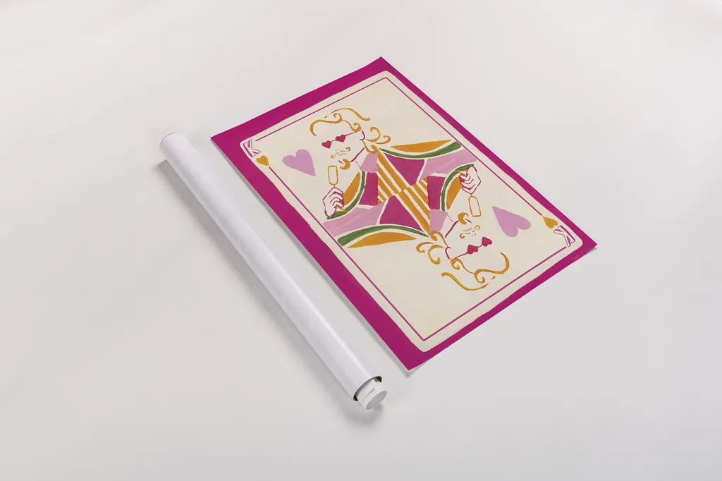 King of Hearts by Yvette St. Amant. shown as a rolled paper print. Available as archival giclee rolled canvas, fine art paper, or poster print. SKU 93253h.