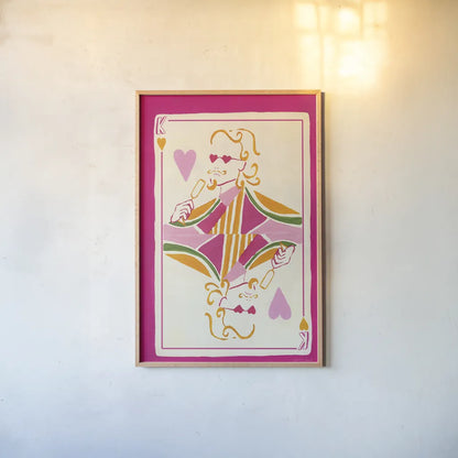 King of Hearts by Yvette St. Amant. shown as a paper print in a natural frame. Available as a archival giclee rolled canvas, fine art paper, or poster print. SKU 93253h.