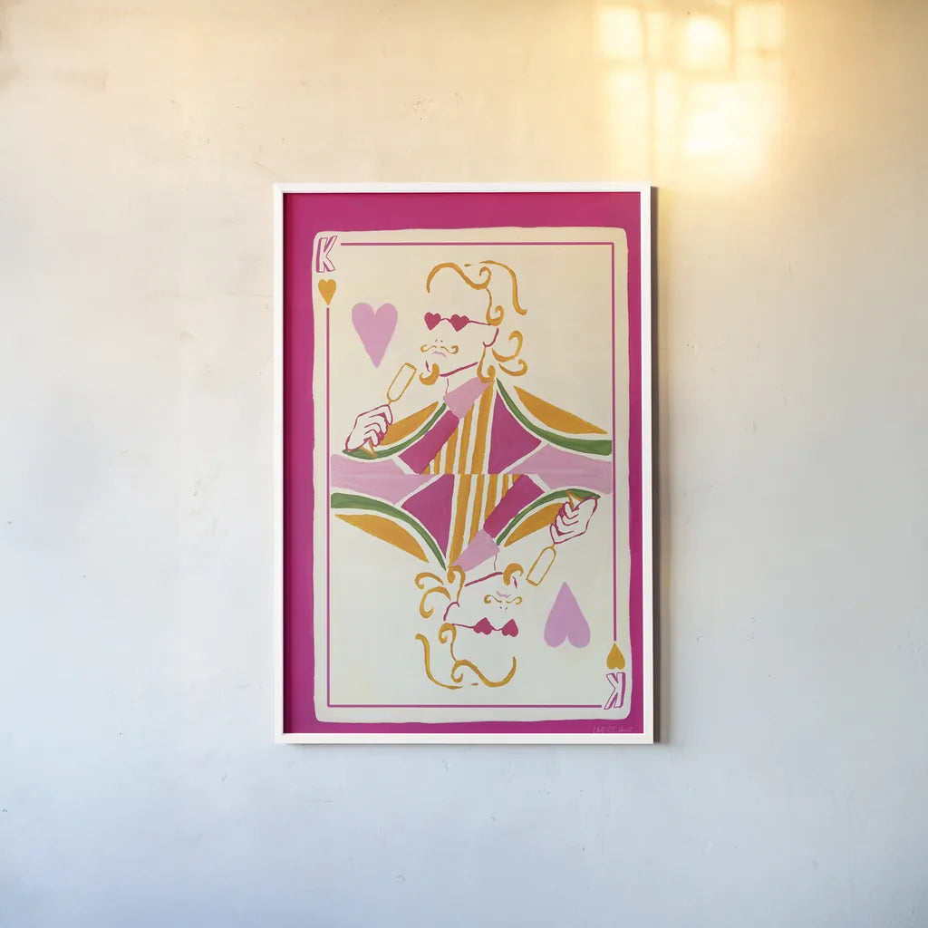 King of Hearts by Yvette St. Amant. shown as a paper print in a white frame. Available as a archival giclee rolled canvas, fine art paper, or poster print. SKU 93253h.