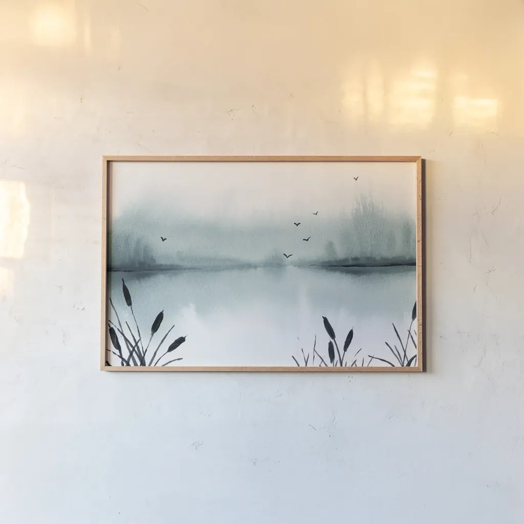 Lakeview by Yvette St. Amant. shown as a paper print in a natural frame. Available as a archival giclee rolled canvas, fine art paper, or poster print. SKU 101201i.