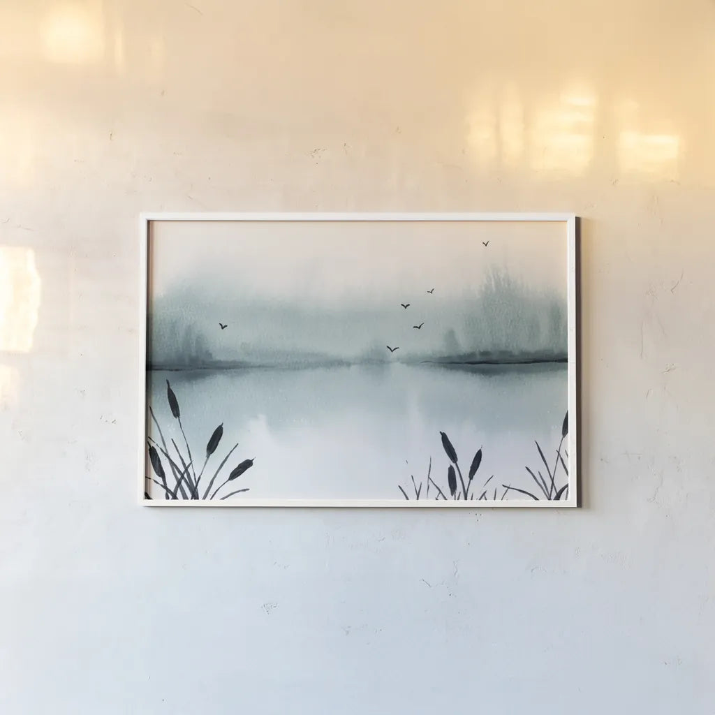 Lakeview by Yvette St. Amant. shown as a paper print in a white frame. Available as a archival giclee rolled canvas, fine art paper, or poster print. SKU 101201i.