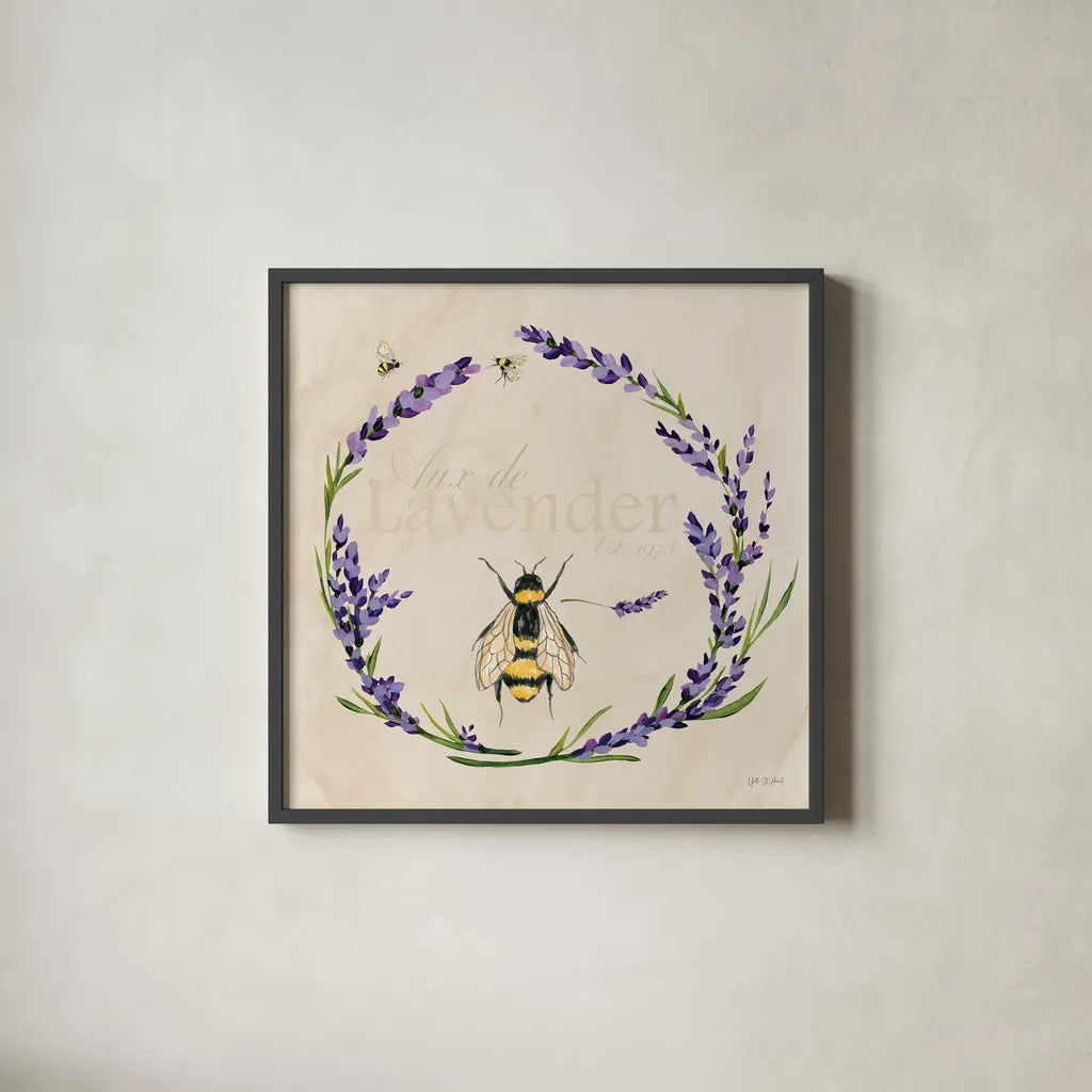 Lavender Bliss III by Yvette St. Amant. Shown in a sleek black glass frame for a contemporary gallery look. Available as an archival giclee rolled canvas, fine art paper, or poster print. SKU 97999a.