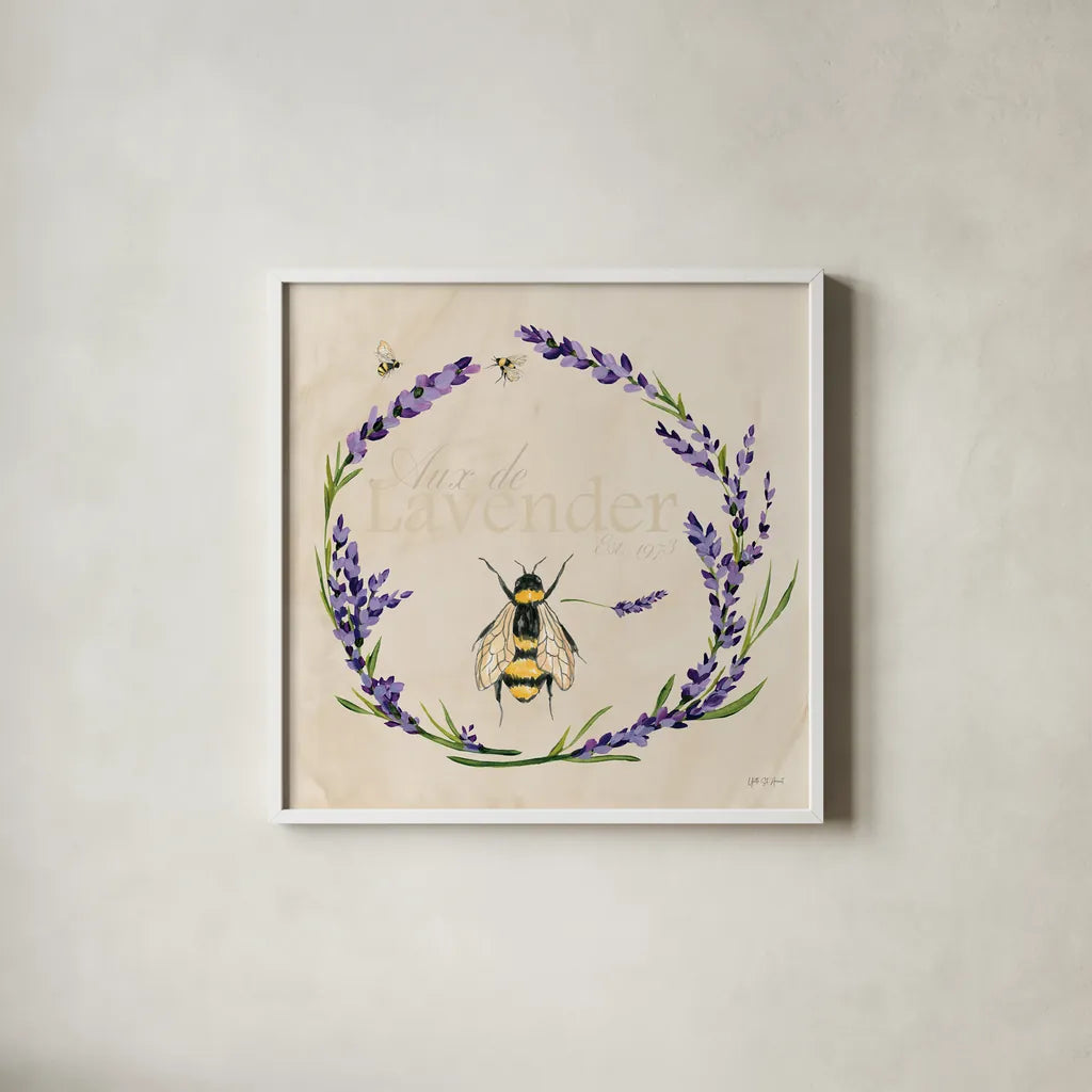 Lavender Bliss III by Yvette St. Amant. Shown in a crisp white glass frame for a clean and minimalist style. Available as an archival giclee rolled canvas, fine art paper, or poster print. SKU 97999a.