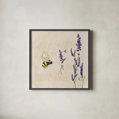 Lavender Bliss IV by Yvette St. Amant. Shown in a sleek black glass frame for a contemporary gallery look. Available as an archival giclee rolled canvas, fine art paper, or poster print. SKU 98000a.