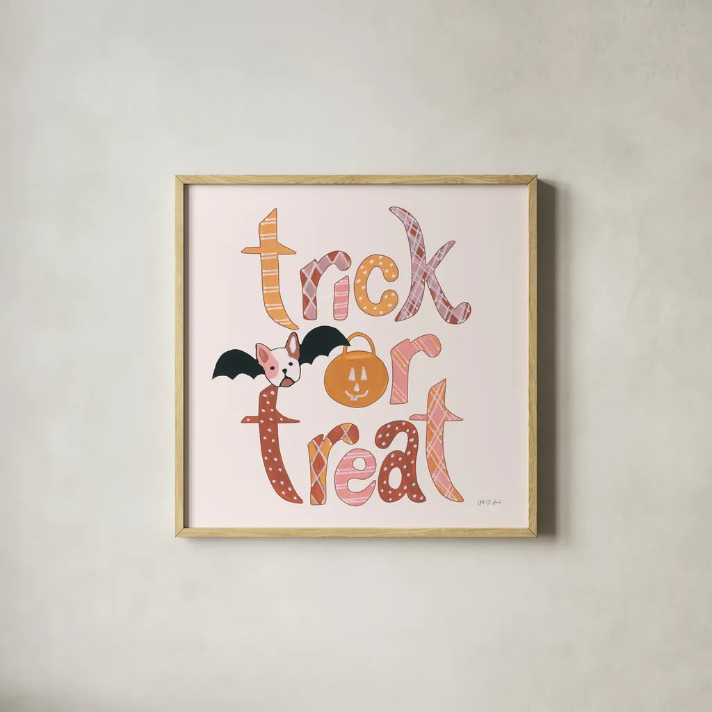 Lick or Treat IV by Yvette St. Amant. Shown in a natural wood glass frame for a timeless modern aesthetic. Available as an archival giclee rolled canvas, fine art paper, or poster print. SKU 94663a.
