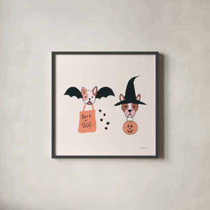 Lick or Treat IX by Yvette St. Amant. Shown in a sleek black glass frame for a contemporary gallery look. Available as an archival giclee rolled canvas, fine art paper, or poster print. SKU 94668a.