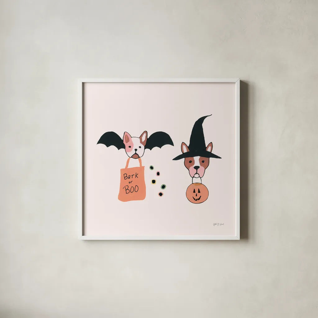 Lick or Treat IX by Yvette St. Amant. Shown in a crisp white glass frame for a clean and minimalist style. Available as an archival giclee rolled canvas, fine art paper, or poster print. SKU 94668a.