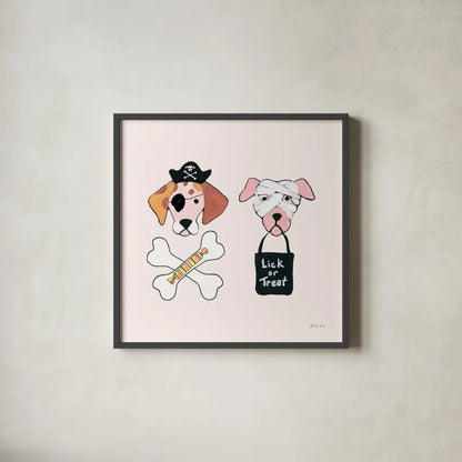 Lick or Treat VII by Yvette St. Amant. Shown in a sleek black glass frame for a contemporary gallery look. Available as an archival giclee rolled canvas, fine art paper, or poster print. SKU 94666a.
