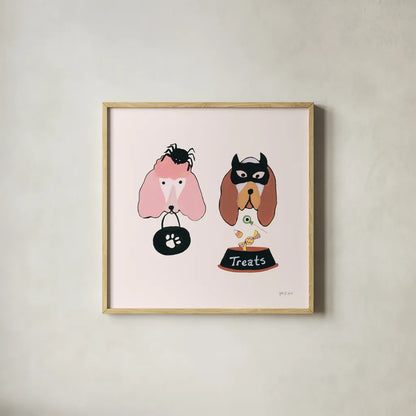 Lick or Treat VIII by Yvette St. Amant. Shown in a natural wood glass frame for a timeless modern aesthetic. Available as an archival giclee rolled canvas, fine art paper, or poster print. SKU 94667a.