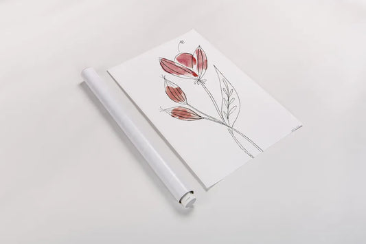 Line Flower I by Yvette St. Amant. shown as a rolled paper print. Available as archival giclee rolled canvas, fine art paper, or poster print. SKU 99132h.