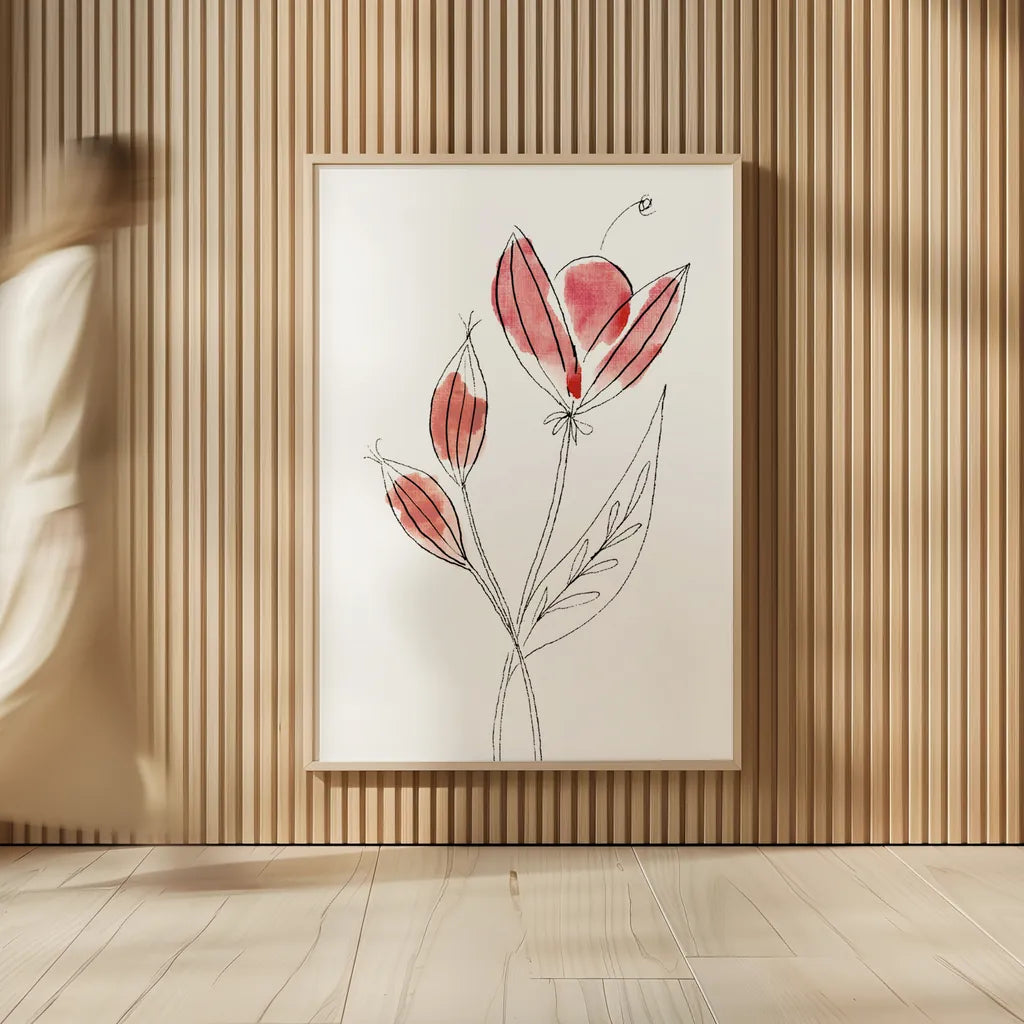 Line Flower I by Yvette St. Amant. shown as over sized large wall art. Available as an archival giclee rolled canvas, fine art paper, or poster print. SKU 99132h.