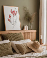 Line Flower I by Yvette St. Amant. shown as a paper print in a natural frame. Available as a archival giclee rolled canvas, fine art paper, or poster print. SKU 99132h.